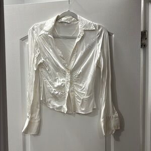 Elegant White Women's Button-Up Blouse